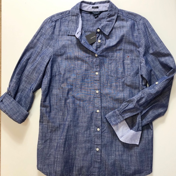 Tommy Hilfiger Tops - Tommy Hilfiger Chambray Blue Button down Shirt